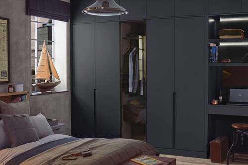 dark fitted bedroom furniture