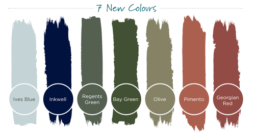 Second Nature's new kitchen color palette: seven paint swatches from blue to red