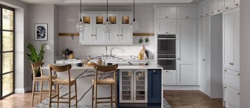 classic grey shaker kitchen with wine cabinet