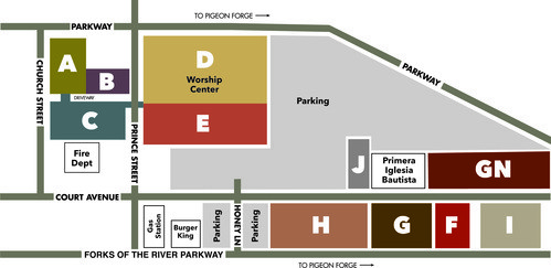 Map of First Baptist Church of Sevierville campus