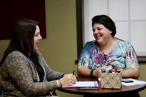 Two women talking in a life group