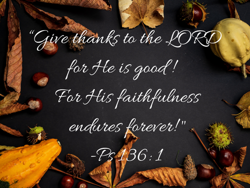 Give thanks to the Lord for He is good