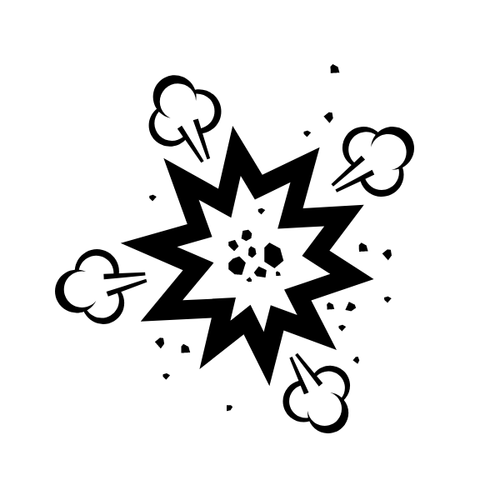 A small black and white explosion icon