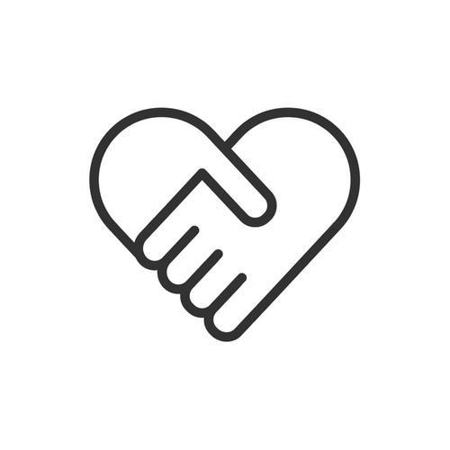 An icon of interlocking hands forming the shape of a heart