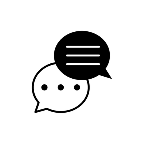 An icon of two text bubbles