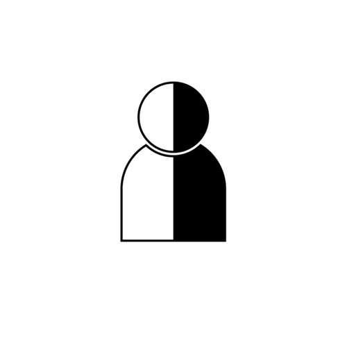 person icon half filled black and white vertically