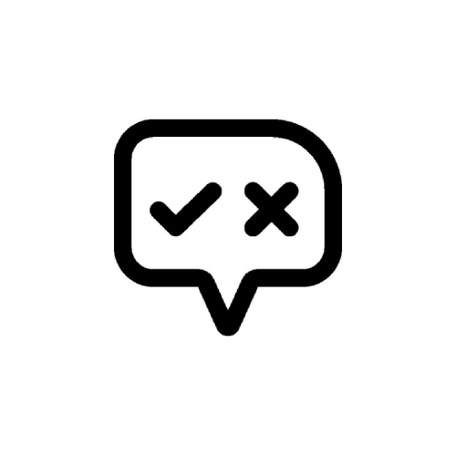 A text box with a check and an x