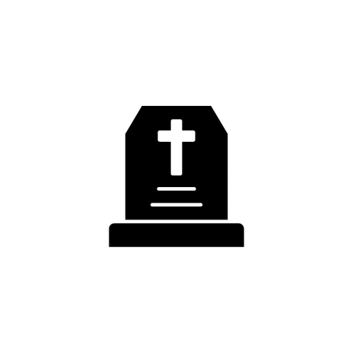 headstone with cross icon