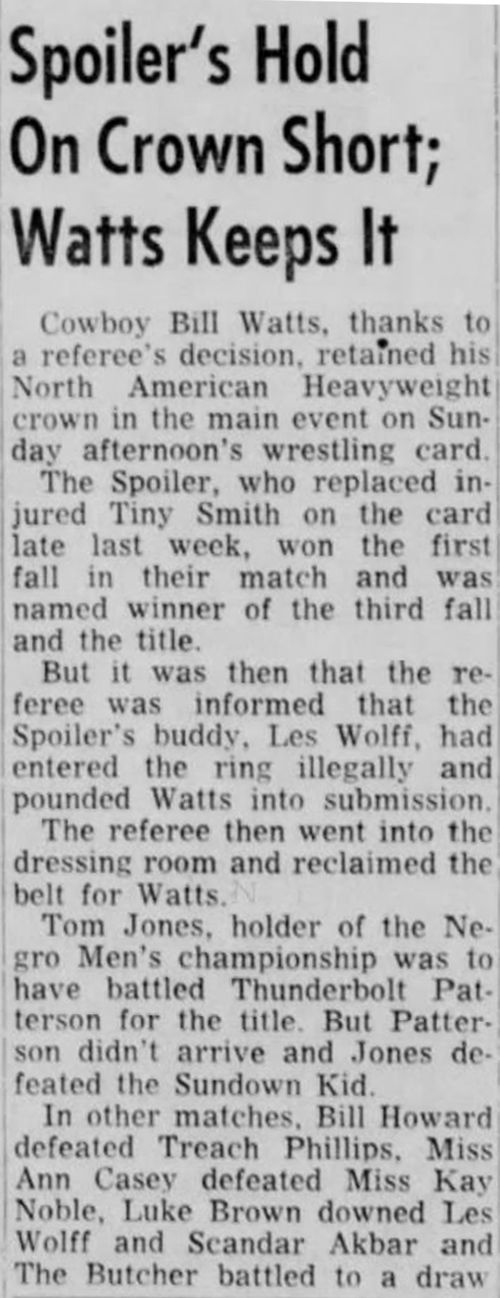 newspaper ad from 1969 advertising wrestling event