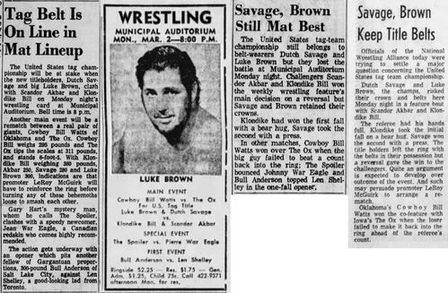 newspaper ad from 1969 advertising wrestling event