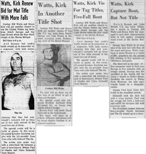 newspaper ad from 1969 advertising wrestling event