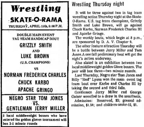 newspaper ad from 1969 advertising wrestling event