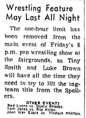 newspaper ad from 1969 advertising wrestling event