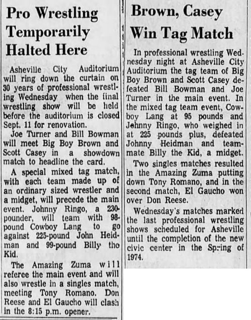 newspaper ad from 1969 advertising wrestling event