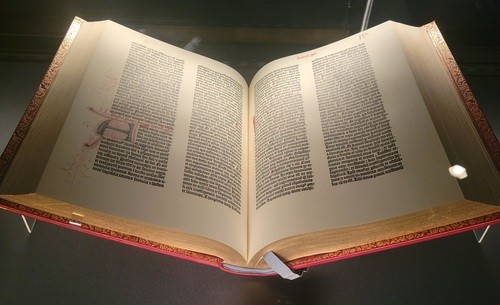 A facsimile of the Gutenberg Bible housed at the Library of Alexandria in Egypt