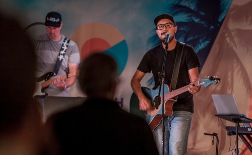 smiling family at kids check in