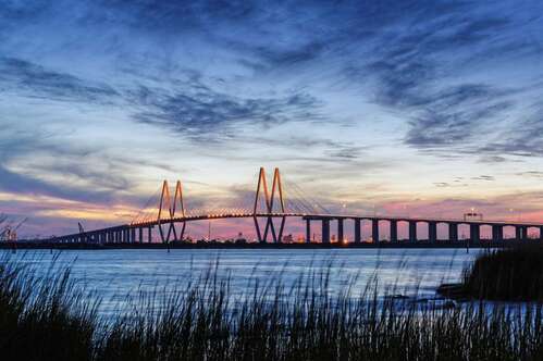Fred Hartman Bridge at Sunset