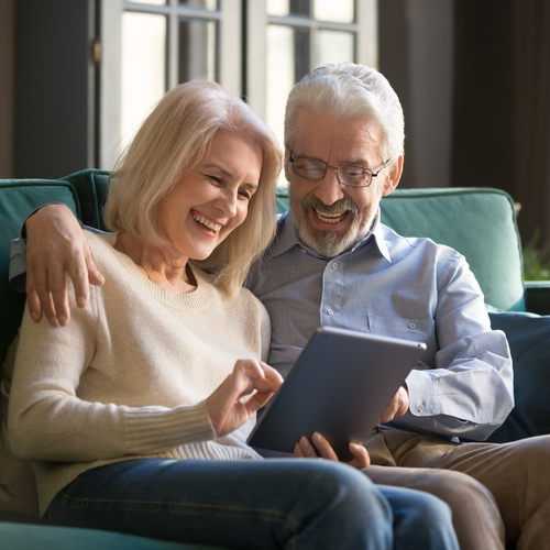 Couple viewing resources