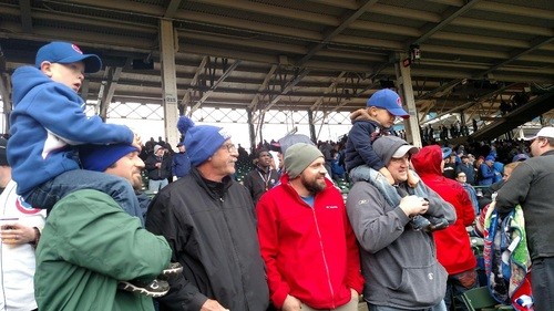 The six Garrett boys: dad, three brothers, and middle bro's two sons, at a Chicago Cubs game a few years ago