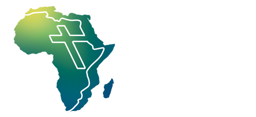 Outline of Africa with picture of people praying