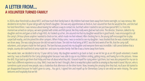 A Letter from a volunteer.