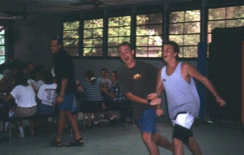 Campers dancing in Dining Hall.
