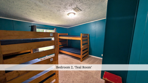 Bedroom 2, 'Teal Room'.