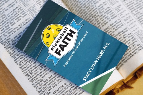 Pickleball Faith book on an open Bible