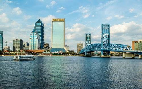 Looking across the St. Johns River at the John T. Alsop Jr. Bridge (Main Street Bridge)