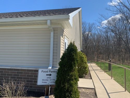 Food Pantry entrance on the far right side of the building