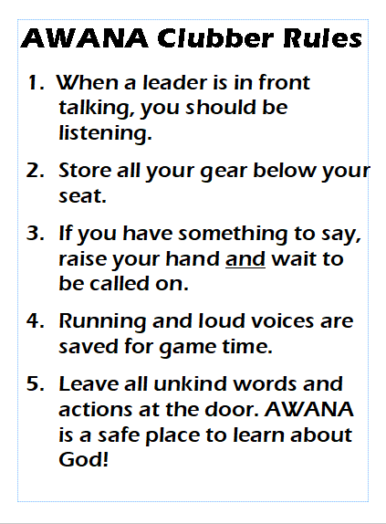 Awana Rules