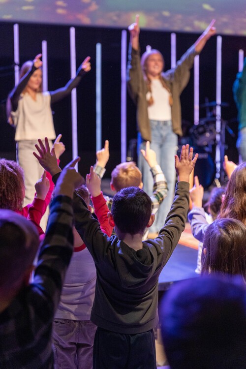 Kids worshiping and learning about Jesus at Grace Point Church