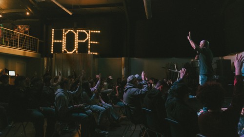 Students worshipping at RUSH.