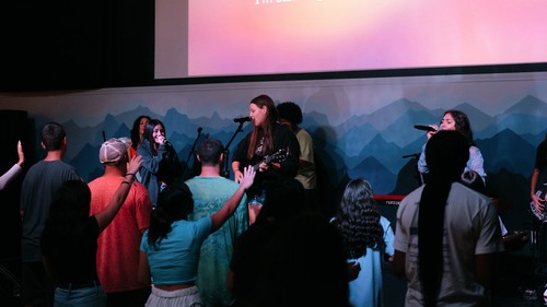 Student baptism with Pastor Chris.