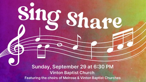 A graphic with a watercolored background in a rainbow of colors from purple, pink, red, green, yellow, and orange. A illustration if placed in the middle of the graphic that shows a musical staff and some music notes.