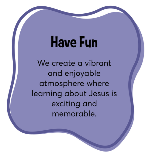 We create a vibrant and enjoyable atmosphere where learning about Jesus is exciting and memorable.