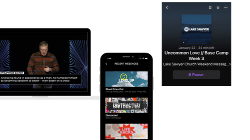 desktop and mobile view of watching messages online