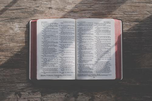 Bible open on a table