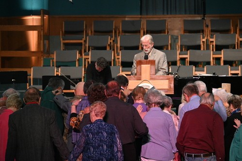 Praying at Twin Lakes Baptist Church in Mountain Home, Arkansas