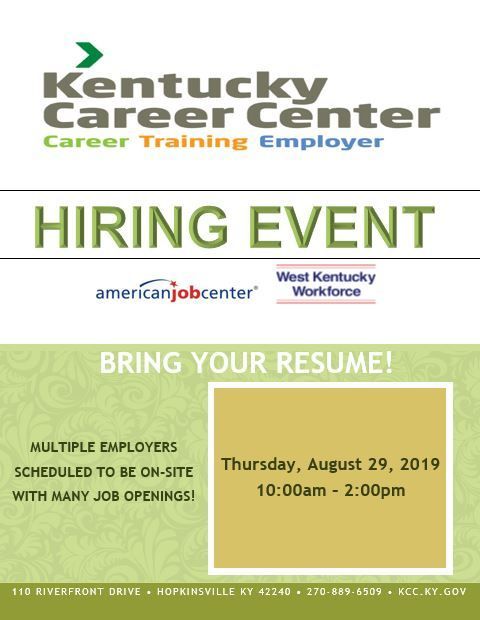 KCC Hopkinsville August 2019 Hiring Event