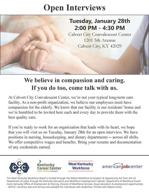 Calvert City Convalescent Center Hiring Flyer