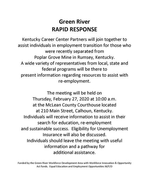 Poplar Grove Mine Rapid Response Flyer