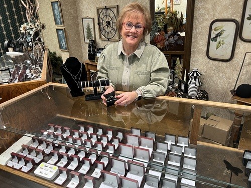Robin at jewelry case